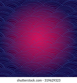 Vector abstract seamless pattern,  hand-drawn pattern, waves background. 
Seamless pattern can be used for wallpaper, pattern fills, web page background,surface textures. blue and red colors