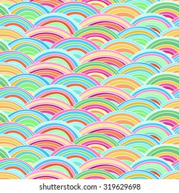 Vector abstract seamless pattern,  hand-drawn pattern, waves background. 
Seamless pattern can be used for wallpaper, pattern fills, web page background,surface textures. bright multicolored