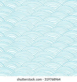 Vector abstract seamless pattern,  hand-drawn pattern, waves background.
Seamless pattern can be used for wallpaper, pattern fills, web page background,surface textures. blue white colors