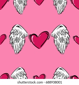 Vector abstract seamless pattern with hearts. Love. Trendy background for your design fabric, wallpaper, t-shirts.