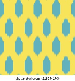 Vector - Abstract seamless pattern of ikat, ethnic, geometric background. Yellow and blue color. Can be use for print, paper, fabric, scarf, pillow, clothing, satin, carpet.