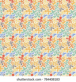 Vector abstract seamless pattern. Irregular skale grid texture. Free hand doodle drawn blot surface.