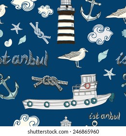 Vector abstract seamless pattern of Istanbul.
