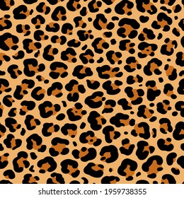 Vector abstract seamless pattern of leopard or ounce predatory print. Modern animal fur fashion background. Realistic Leopard colorful print. Exotic wild animal skin pattern for textile, decor.