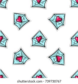 Vector abstract seamless pattern with letter with heart Valentine