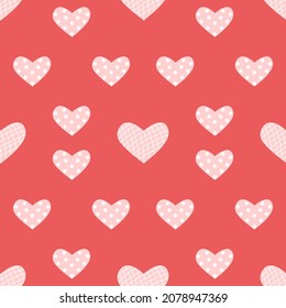 Vector - Abstract seamless pattern of many heart on red background. Happy valentine’s, Wedding. Can be use for print, paper, fabric, wrapping, fashion, backdrop.