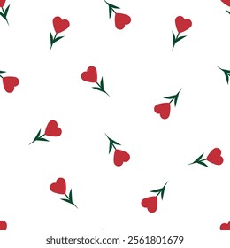 Vector - Abstract seamless pattern of many min hearts flower on white background. Can be use for print, paper, wrapping, origami, fabric. Valentine concept.
