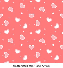 Vector - Abstract seamless pattern of mini heart and polka dot on red background. Sweet image. Valentine's , wedding concept. Can be use for print, paper, wrapping, fabric.