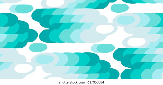 Vector abstract seamless pattern in mint colors isolated on white background.