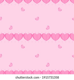 Vector - Abstract seamless pattern of Mix hearts on pink background. Can be use for print, paper, wrapping, origami, fabric. Valentine.