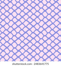 Vector abstract seamless pattern of net. Repeating background with blue intertwining lines in hand drawn style.