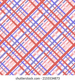 Vector - Abstract seamless pattern of oblique line. Blue, red and white color. Can be  use for print, paper, fabric, wallpaper, wrapping, origami.