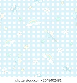 Vector - Abstract seamless pattern on cute checkered pink and white on boy, son concept. Can be use for print, paper, fabric.