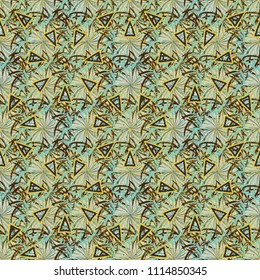 Vector abstract seamless pattern. Plant flower nature wallpaper. Summer exotic floral abstract beige, brown and blue background.