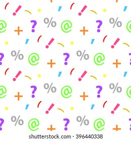 Vector abstract seamless pattern with punctuation marks isolated on a white background