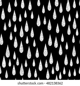 Vector abstract seamless pattern rain water-drops chalk drawn