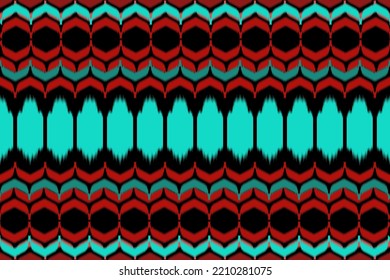 Vector - Abstract seamless pattern red, green and black color. Ethnic geometric image. Can be use for print, fabric, scarf, paper, satin, cotton, cloth.