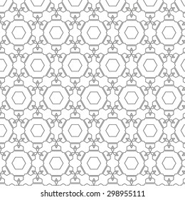 Vector abstract seamless pattern. Repeating geometric tiles with hexagonal mesh of triangles and geometric shapes