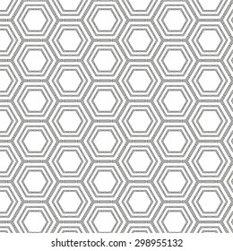 Vector abstract seamless pattern. Repeating geometric tiles with hexagonal mesh of  geometric shapes. honeycomb