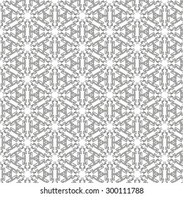 Vector abstract seamless pattern. Repeating geometric tiles with hexagonal mesh of triangles and geometric shapes