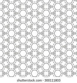 Vector abstract seamless pattern. Repeating geometric tiles with hexagonal mesh of triangles and geometric shapes