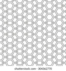 Vector abstract seamless pattern. Repeating geometric tiles with hexagonal mesh of triangles and geometric shapes