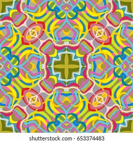 Vector abstract seamless pattern. Rope bright colors lines background