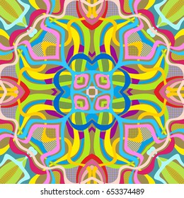 Vector abstract seamless pattern. Rope bright colors lines background