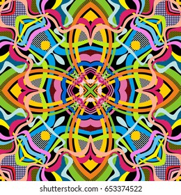 Vector abstract seamless pattern. Rope bright colors lines background