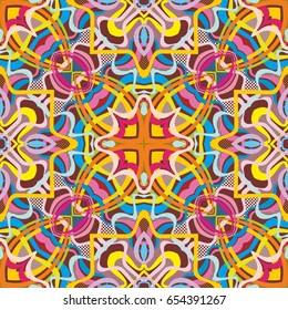 Vector abstract seamless pattern. Rope bright colors lines background
