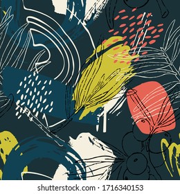 vector abstract seamless pattern. Sea buckthorn theme