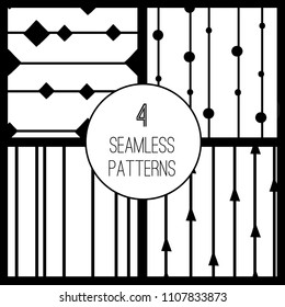 Vector abstract seamless pattern Set. Geometric shapes and lines, stripes. Trendy creative background with hand drawn  texture. For modern and original textile, wrapping paper, wall art design