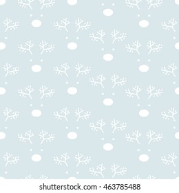 Vector abstract seamless pattern with silhouette of deer. Christmas winter grey background