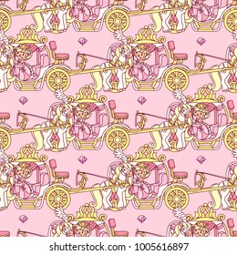 vector abstract seamless pattern. Simple Little Princess concept for girl. Fill drawing illustration. Cute childish fabric background. Print art graphic backdrop texture. Wrapping design for kids