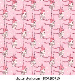 vector abstract seamless pattern. Simple Little Princess concept for girl. Fill drawing illustration. Cute childish fabric background. Print art graphic backdrop texture. Wrapping design for kids 095