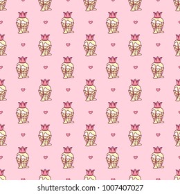 vector abstract seamless pattern. Simple Little Princess concept for girl. Fill drawing illustration. Cute childish fabric background. Print art graphic backdrop texture. Wrapping design for kids 091