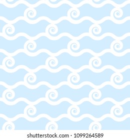 vector abstract seamless pattern. Simple blue maritime, sea, ocean, concept. Fill drawing illustration. Cute childish fabric background. Print art graphic backdrop texture. Wrapping design for kids 05