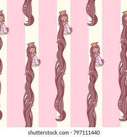 vector abstract seamless pattern. Simple Little Princess concept for girl. Fill drawing illustration. Cute childish fabric background. Print art graphic backdrop texture. Wrapping design for kids 056