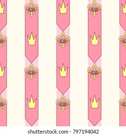 vector abstract seamless pattern. Simple Little Princess concept for girl. Fill drawing illustration. Cute childish fabric background. Print art graphic backdrop texture. Wrapping design for kids 051
