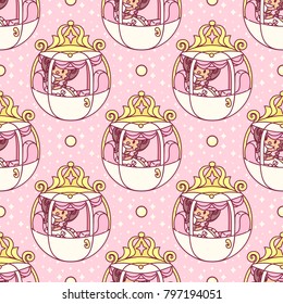 vector abstract seamless pattern. Simple Little Princess concept for girl. Fill drawing illustration. Cute childish fabric background. Print art graphic backdrop texture. Wrapping design for kids 069