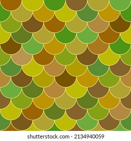 Vector - Abstract seamless pattern of skin fish mermaid. Green, brown, yellow color. Japanese style. Can be use for print, paper, fabric, wallpaper.