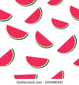 Vector abstract seamless pattern with slices of watermelon.