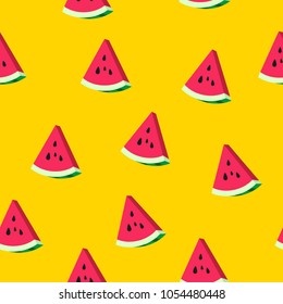 Vector abstract seamless pattern with slices of watermelon.