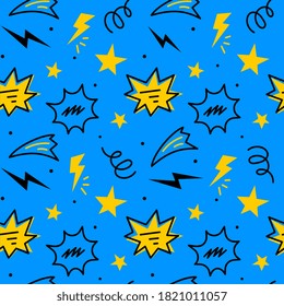 Vector abstract seamless pattern with stars on blue background