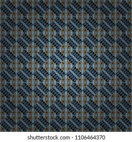 Vector abstract seamless pattern, stylized pattern background, tiles pattern in black, brown and blue colors.