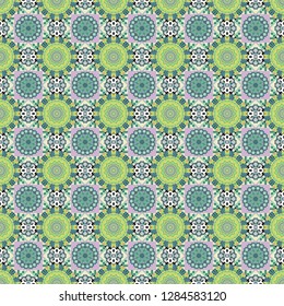 Vector abstract seamless pattern, stylized pattern background, tiles pattern in blue, yellow and green colors.