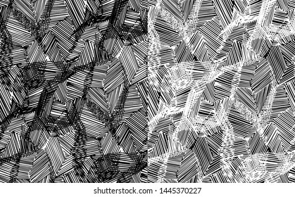 Vector abstract seamless pattern. Stylized floral elements, fantastic  leaves. Black and white hand drawn textile openwork print. Batik, wallpaper, wrapping