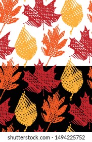 Vector abstract seamless pattern. Stylized floral elements, hand drawn linear leaves.Colorful hand drawn textile bohemian print. Batik, wallpaper, wrapping