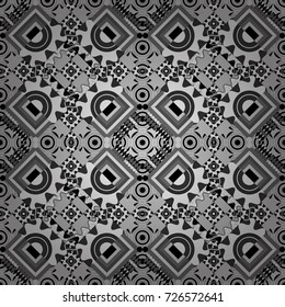 Vector abstract seamless pattern, stylized pattern background, tiles pattern in gray, black and white colors.