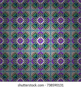 Vector abstract seamless pattern, stylized pattern background, tiles pattern in black, violet and white colors.